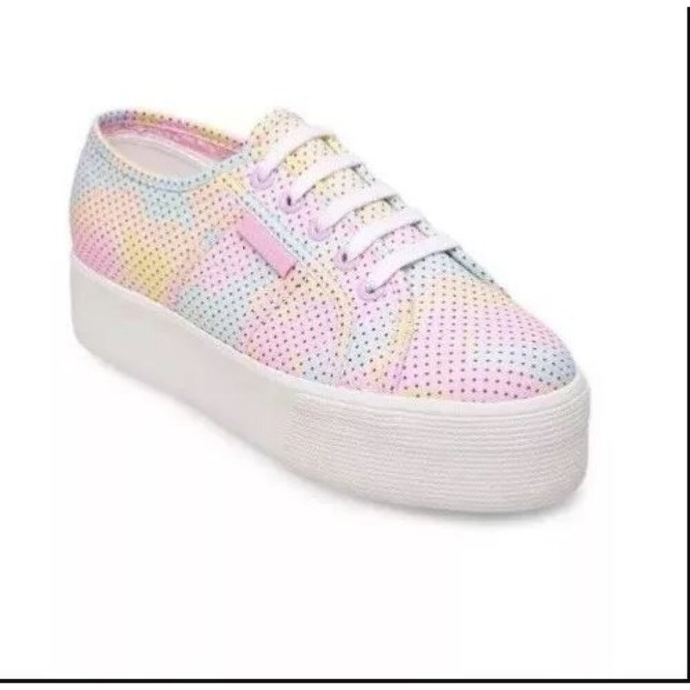 #0939 Superga 2790 Fantasy Cotton Polk Dot NWT Platform Sole Sneakers Size 8.5